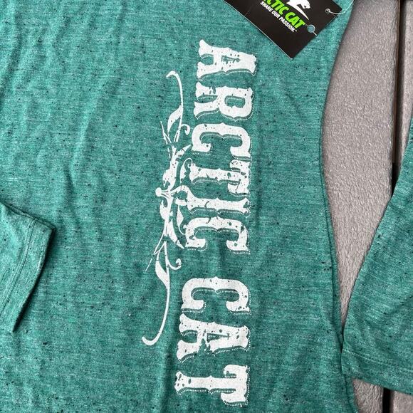 ARTIC CAT long sleeve T-shirt with V-neck, green women's size XS, NWT - Picture 2 of 4